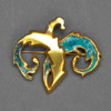 Line Vautrin bronze and teal enamel pin 