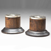 Allan Adler wood and sterling round tubular candlesticks