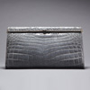 steel blue alligator clutch with chain